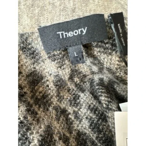NEW THEORYsize L Leopard Print Jacquard Cardigan Alpaca Blend Button $395